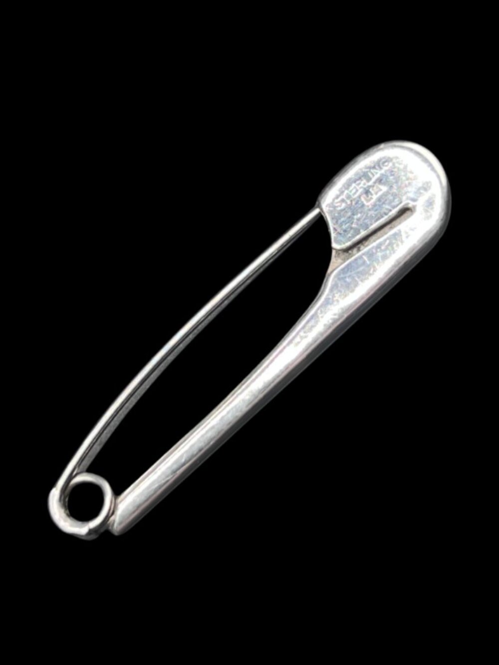 Sterling Silver Safety Pin or Diaper Pin Signed LH 925 silver